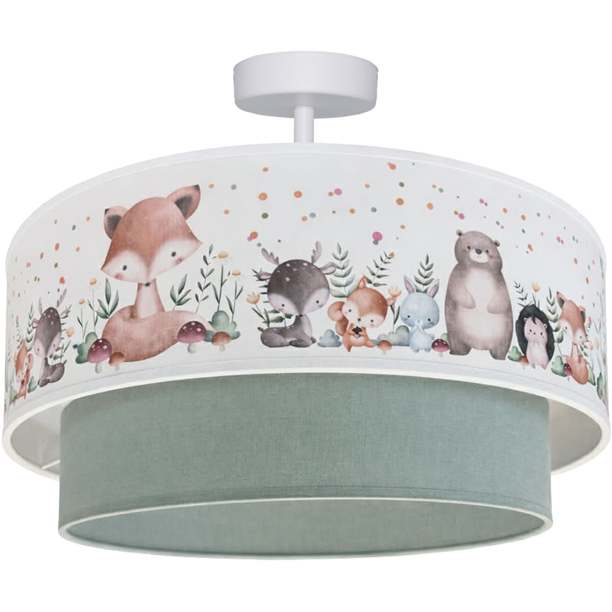 Brilagi - LED dečiji nadgradni luster BOBO 1xE27/10W/230V, prečnik 40 cm, bela/zelena/sa motivom životinja