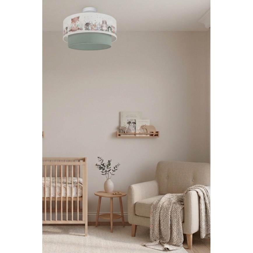 Brilagi - LED dečiji nadgradni luster BOBO 1xE27/10W/230V, prečnik 40 cm, bela/zelena/sa motivom životinja