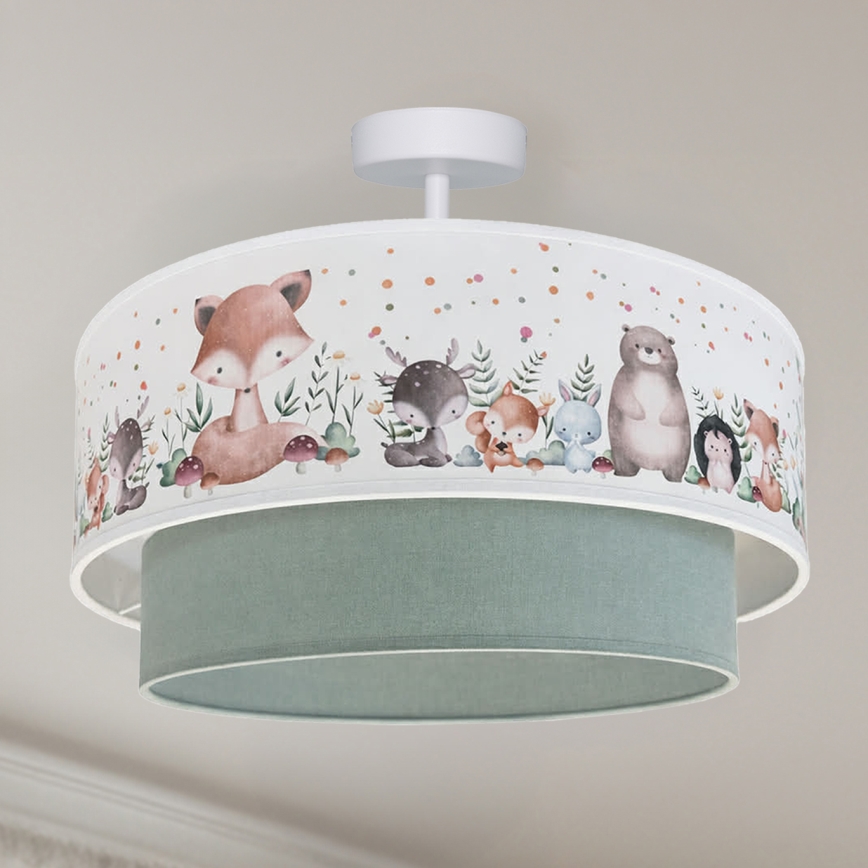 Brilagi - LED dečiji nadgradni luster BOBO 1xE27/10W/230V, prečnik 40 cm, bela/zelena/sa motivom životinja