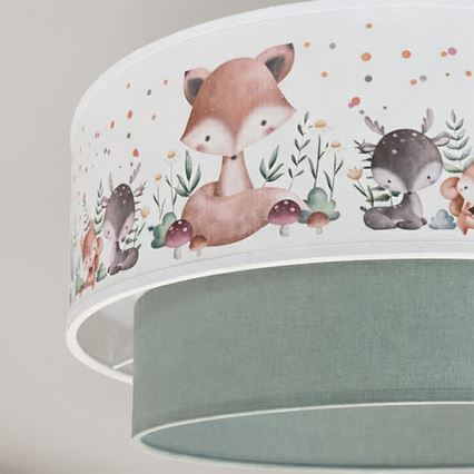 Brilagi - LED dečiji nadgradni luster BOBO 1xE27/10W/230V, prečnik 40 cm, bela/zelena/sa motivom životinja