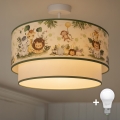 Brilagi - LED dečiji plafonski luster BOBO 1xE27/10W/230V prečnik 40 cm krem/zelena/džungla