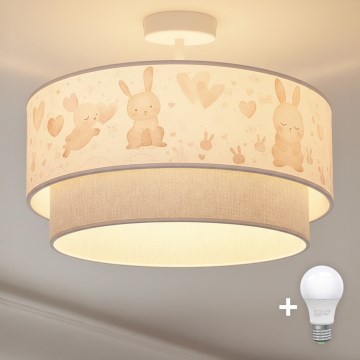 Brilagi - LED dečiji plafonski luster BOBO 1xE27/10W/230V prečnika 40 cm krem/siva/zečići