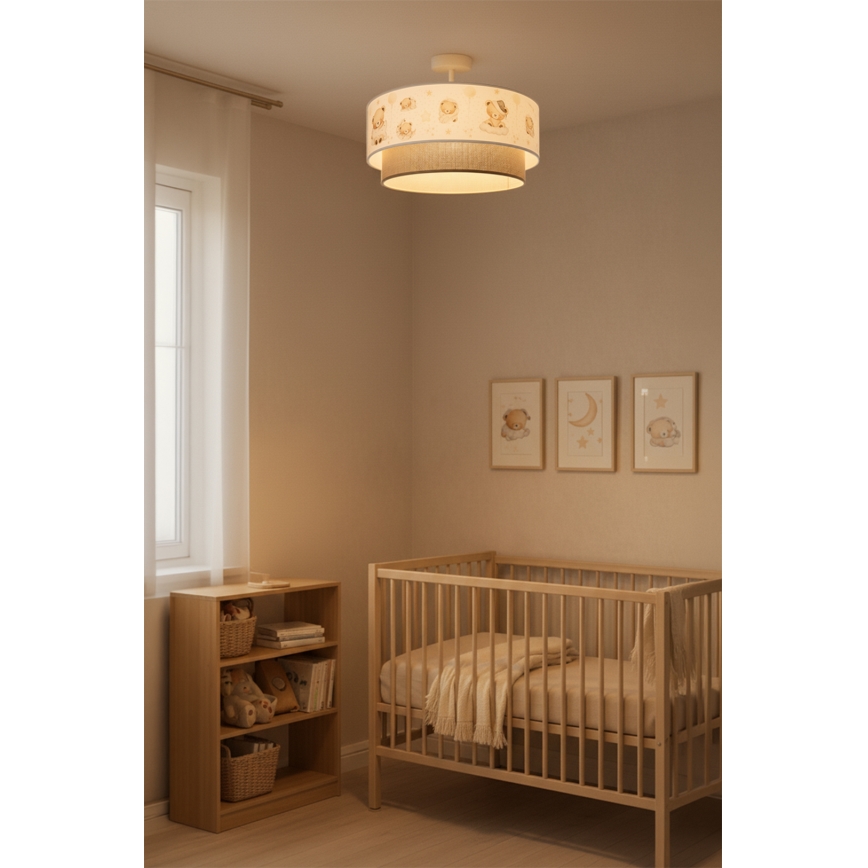 Brilagi-LED Dečiji plafonski luster BOBO 1xE27/60W/230V prečnik 40 cm bela/bež/meda