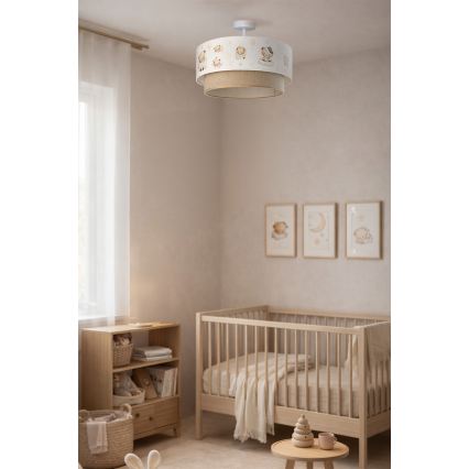 Brilagi-LED Dečiji plafonski luster BOBO 1xE27/60W/230V prečnik 40 cm bela/bež/meda
