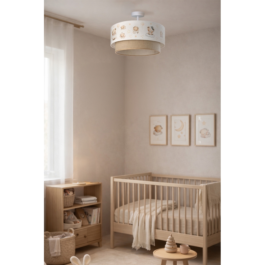 Brilagi-LED Dečiji plafonski luster BOBO 1xE27/60W/230V prečnik 40 cm bela/bež/meda