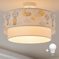 Brilagi-LED Dečiji plafonski luster BOBO 1xE27/60W/230V prečnik 40 cm bela/bež/sa životinjskim motivom.