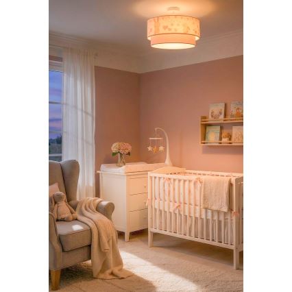 Brilagi - LED dečiji plafonski luster BOBO 1xE27/60W/230V prečnik 40 cm krem/ružičasta/zečići
