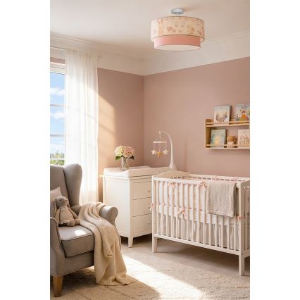Brilagi - LED dečiji plafonski luster BOBO 1xE27/60W/230V prečnik 40 cm krem/ružičasta/zečići
