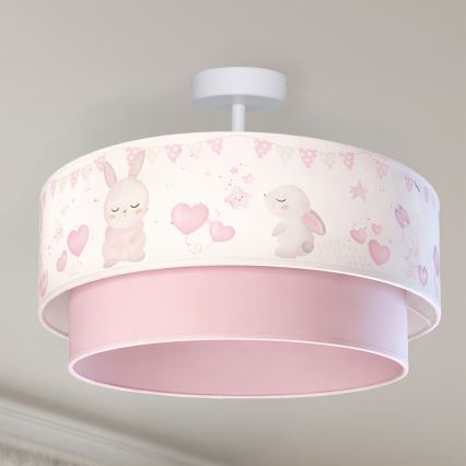 Brilagi - LED dečiji plafonski luster BOBO 1xE27/60W/230V prečnik 40 cm krem/ružičasta/zečići
