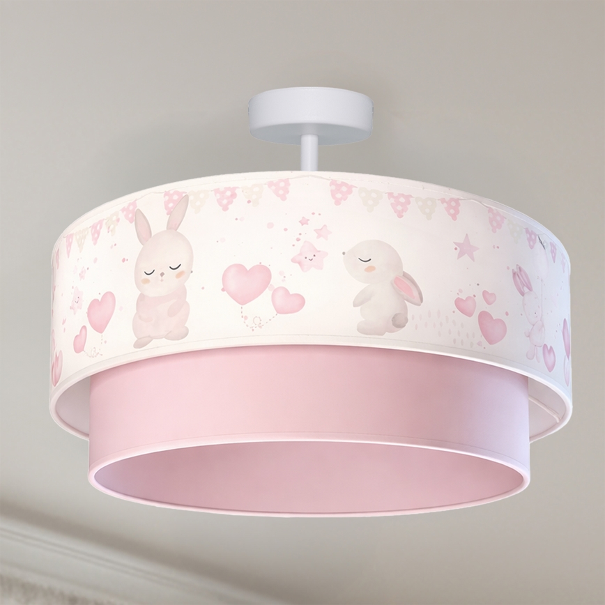 Brilagi - LED dečiji plafonski luster BOBO 1xE27/60W/230V prečnik 40 cm krem/ružičasta/zečići