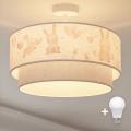 Brilagi - LED dečiji plafonski luster BOBO 1xE27/60W/230V prečnik 40 cm krem/siva/zečići
