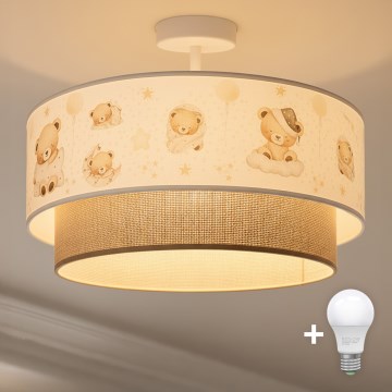 Brilagi - LED dečiji plafonski luster BOBO 1xE27/60W/230V Ø 40 cm bela/bež/medvedići