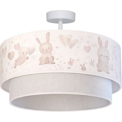 Brilagi - LED dečiji plafonski luster BOBO 1xE27/60W/230V prečnik 40 cm krem/siva/zečići