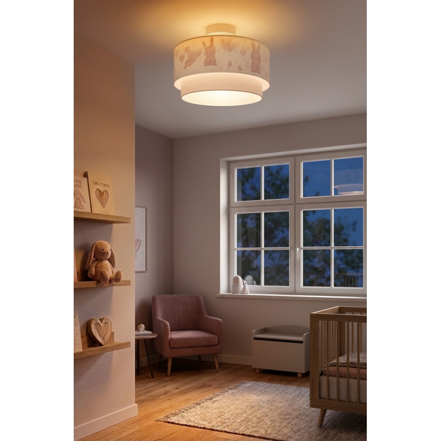 Brilagi - LED dečiji plafonski luster BOBO 1xE27/10W/230V prečnika 40 cm krem/siva/zečići