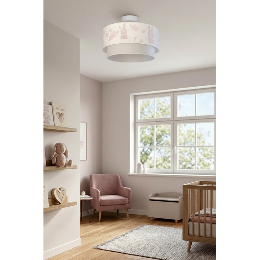 Brilagi - LED dečiji plafonski luster BOBO 1xE27/10W/230V prečnika 40 cm krem/siva/zečići