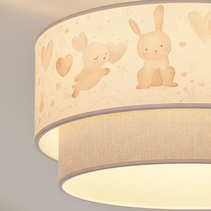 Brilagi - LED dečiji plafonski luster BOBO 1xE27/10W/230V prečnika 40 cm krem/siva/zečići