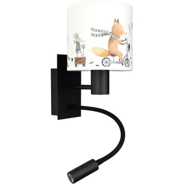 BRILAGI - LED dečja fleksibilna zidna lampa BOBO 1xE27/25W/230V + LED/3W crna/bela/sa životinjskim motivima