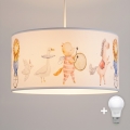 Brilagi - LED Dečji luster na sajli BOBO 1xE27/10W/230V prečnik 35 cm bela/životinjice