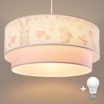 Brilagi - LED dečji luster na sajli BOBO 1xE27/10W/230V prečnik 40 cm krem/ružičasta/zečići