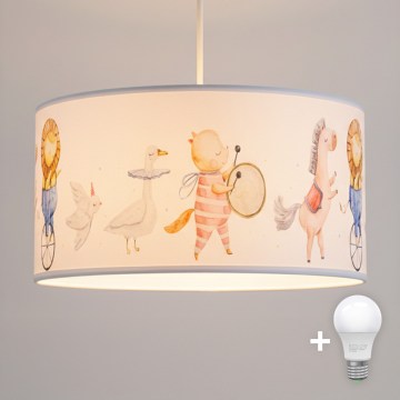 Brilagi - LED Dečji luster na sajli BOBO 1xE27/60W/230V prečnik 35 cm bela/životinjice