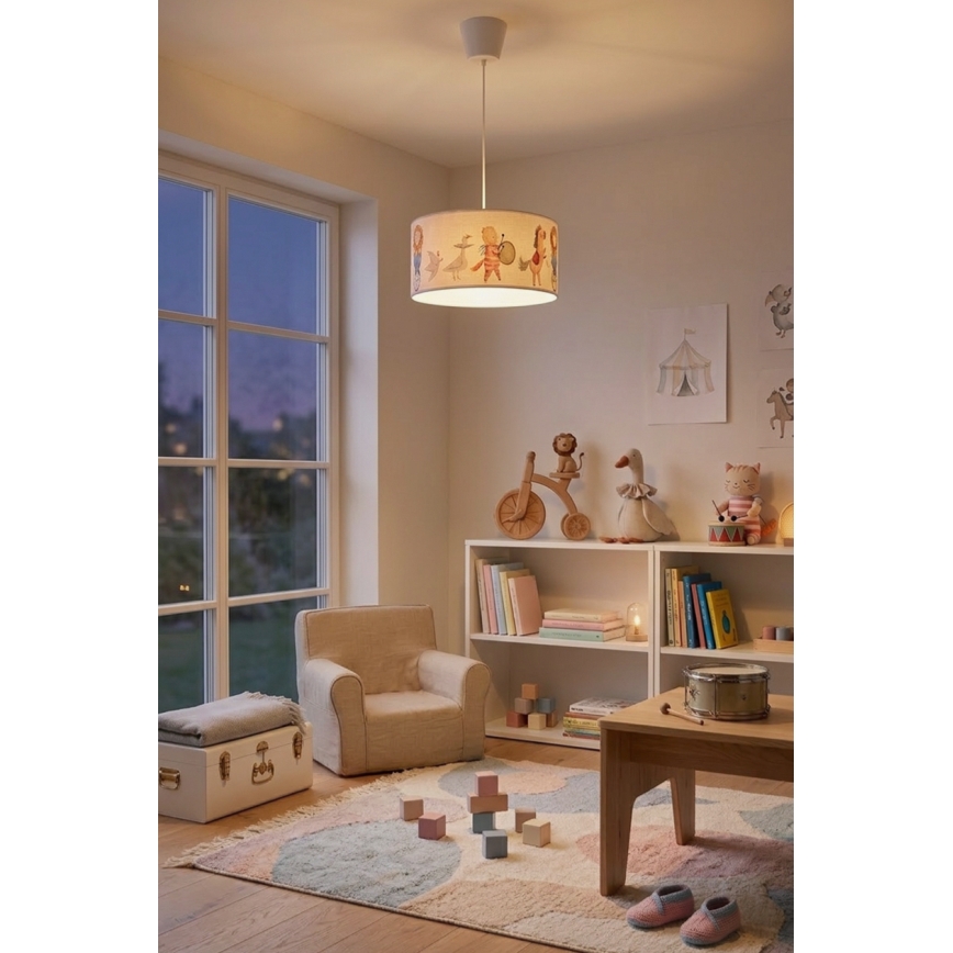 Brilagi - LED Dečji luster na sajli BOBO 1xE27/60W/230V prečnik 35 cm bela/životinjice