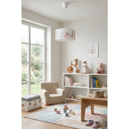 Brilagi - LED Dečji luster na sajli BOBO 1xE27/60W/230V prečnik 35 cm bela/životinjice