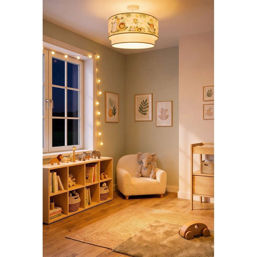 BRILAGI - LED dečiji plafonski luster BOBO 1xE27/60W/230V prečnik 40 cm krem/zelena/džungla