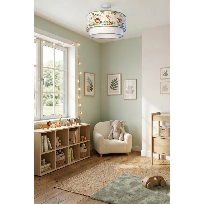 BRILAGI - LED dečiji plafonski luster BOBO 1xE27/60W/230V prečnik 40 cm krem/zelena/džungla