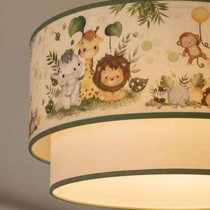 BRILAGI - LED dečiji plafonski luster BOBO 1xE27/60W/230V prečnik 40 cm krem/zelena/džungla
