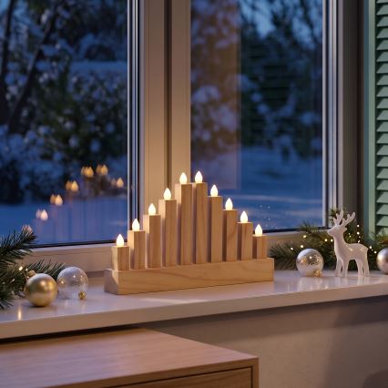 BRILAGI - LED Drveni božićni svećnjak 10xLED/2xAA