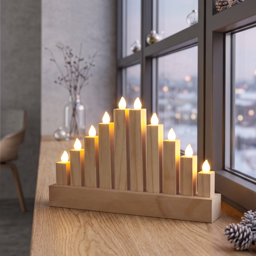 BRILAGI - LED Drveni božićni svećnjak 10xLED/2xAA