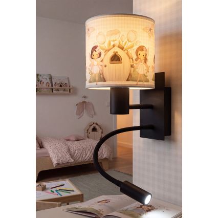 BRILAGI - LED Dečja fleksibilna zidna lampa BOBO 1xE27/25W/230V + LED/3W crna/bela/ružičasta/vile