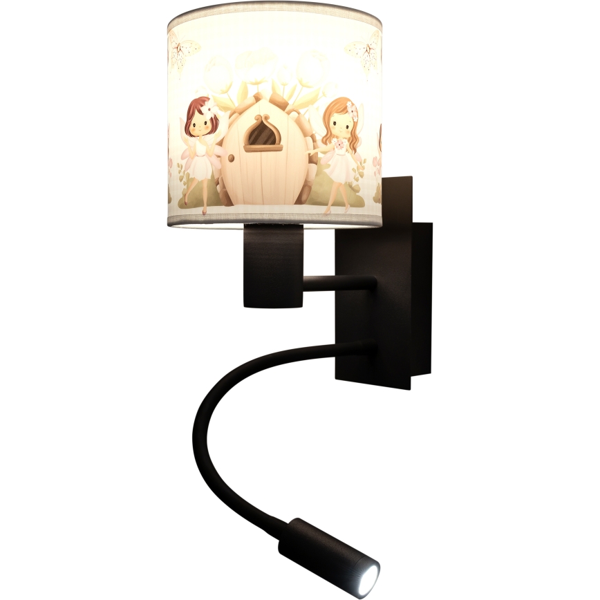 BRILAGI - LED Dečja fleksibilna zidna lampa BOBO 1xE27/25W/230V + LED/3W crna/bela/ružičasta/vile