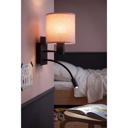 BRILAGI - LED fleksibilna zidna lampa BOBO 1xE27/25W/230V + LED/3W crna/ružičasta