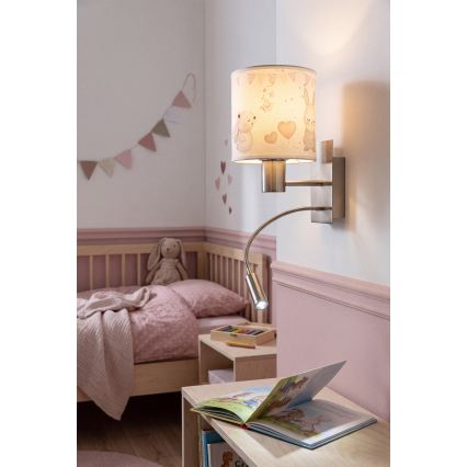BRILAGI - LED Dečija fleksibilna zidna lampa BOBO 1xE27/25W/230V + LED/3W mat hrom/krem/zečići