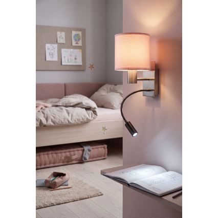 BRILAGI - LED fleksibilna zidna lampa BOBO 1xE27/25W/230V + LED/3W mat hrom/ružičasta