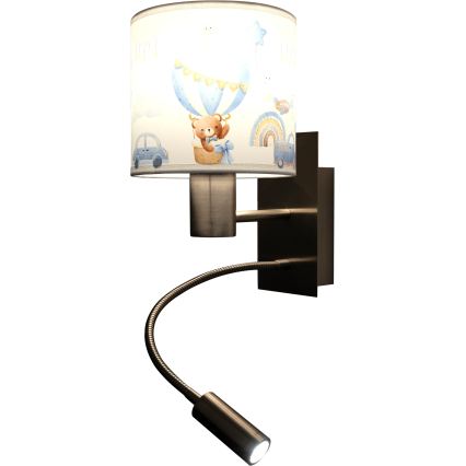BRILAGI - LED dečija fleksibilna zidna lampa BOBO 1xE27/25W/230V + LED/3W mat hrom/bela/plava/medvedići