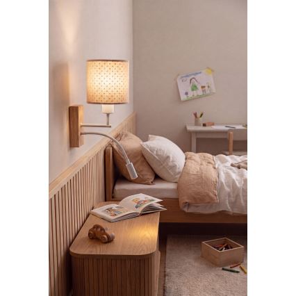 BRILAGI - LED dečija fleksibilna zidna lampa BOBO WOOD 1xE27/25W/230V + LED/3W hrast/bela/bež/tačkice