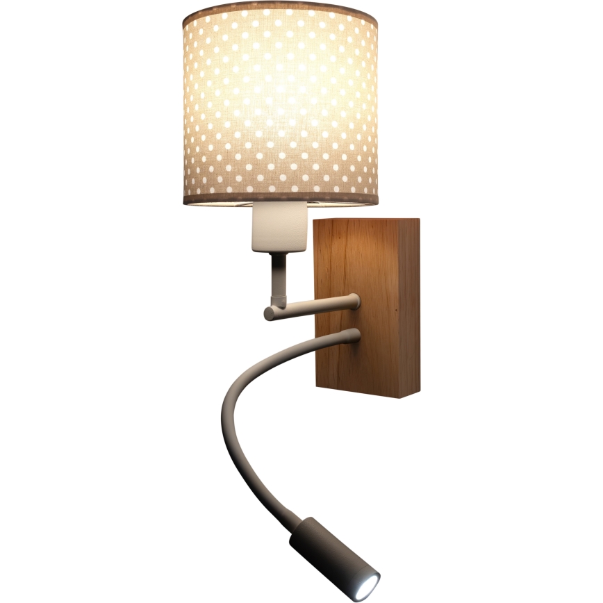 BRILAGI - LED dečija fleksibilna zidna lampa BOBO WOOD 1xE27/25W/230V + LED/3W hrast/bela/bež/tačkice