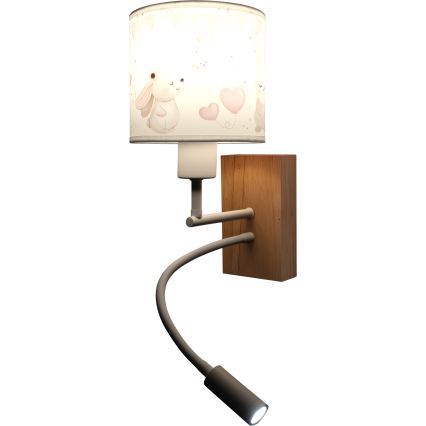 BRILAGI - LED Dečija fleksibilna zidna lampa BOBO WOOD 1xE27/25W/230V + LED/3W hrast/bela/krem/zečići