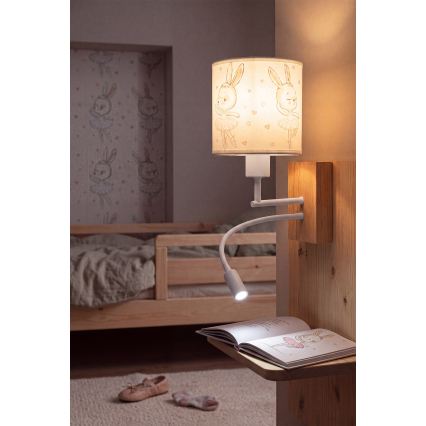 BRILAGI - LED Dečija fleksibilna zidna lampa BOBO WOOD 1xE27/25W/230V + LED/3W hrast/bela/zečići