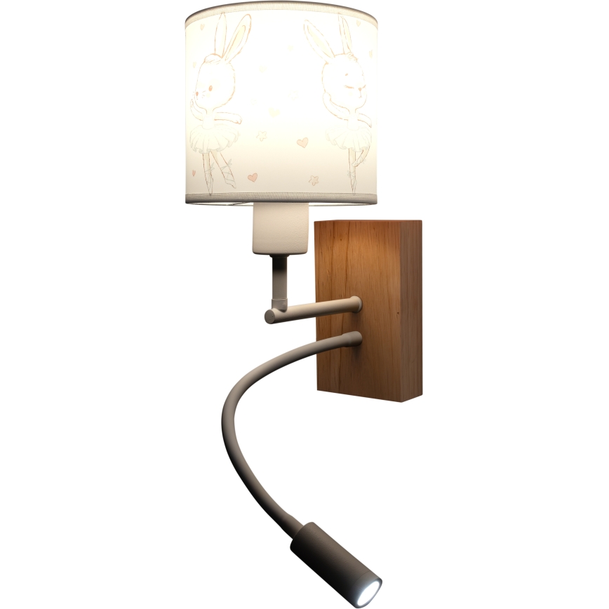 BRILAGI - LED Dečija fleksibilna zidna lampa BOBO WOOD 1xE27/25W/230V + LED/3W hrast/bela/zečići