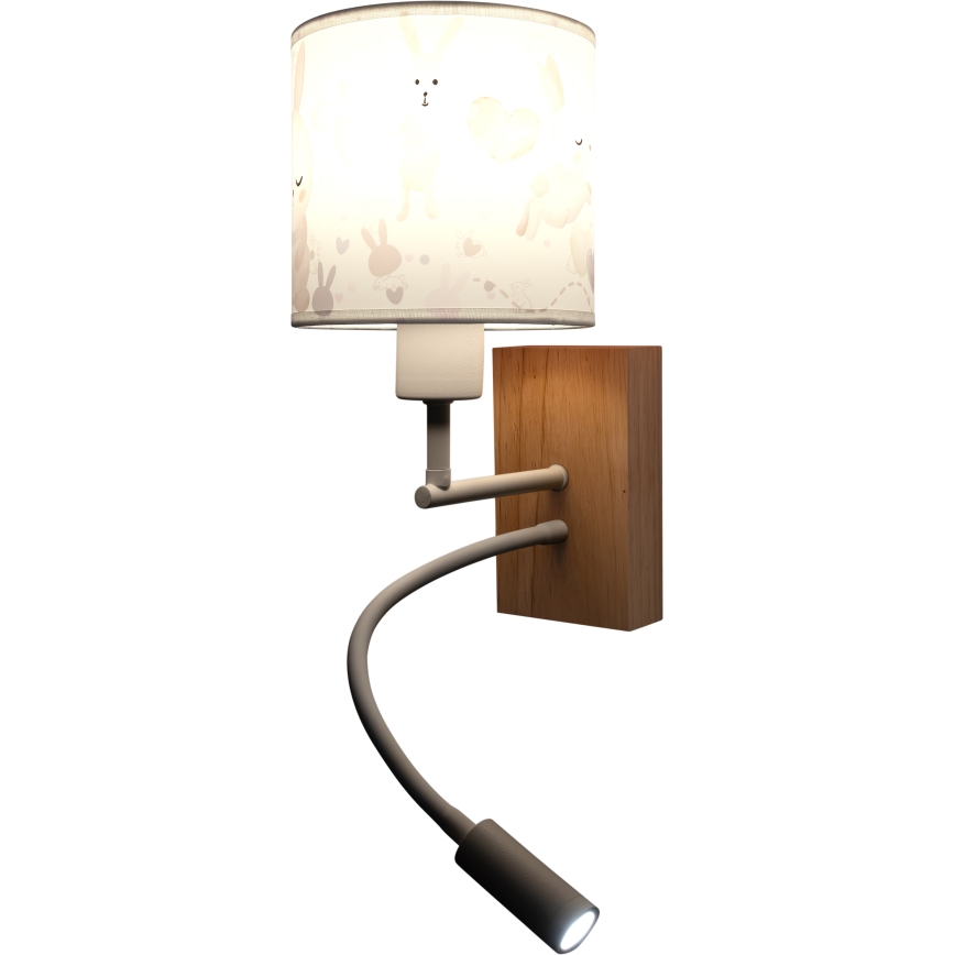 BRILAGI - LED Dečija fleksibilna zidna lampa BOBO WOOD 1xE27/25W/230V + LED/3W hrast/bela/zečići
