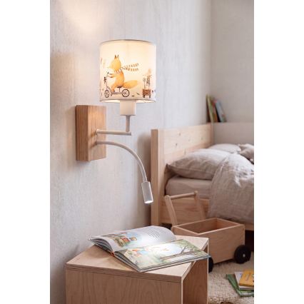 BRILAGI - LED Dečija fleksibilna zidna lampa BOBO WOOD 1xE27/25W/230V + LED/3W hrast/bela/životinjice