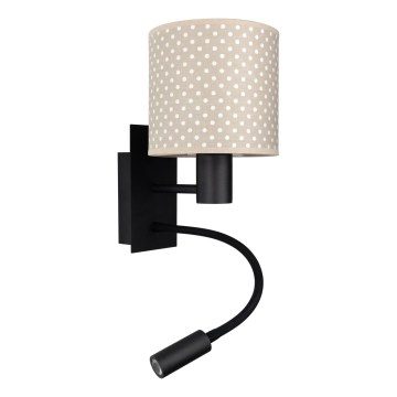 BRILAGI - LED fleksibilna zidna lampa BOBO 1xE27/25W/230V + LED/3W crna/bež/tačkice