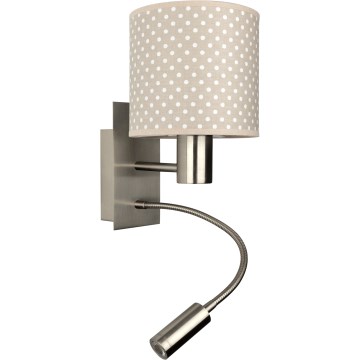 BRILAGI - LED fleksibilna zidna lampa BOBO 1xE27/25W/230V + LED/3W matni hrom/bež/tačkice