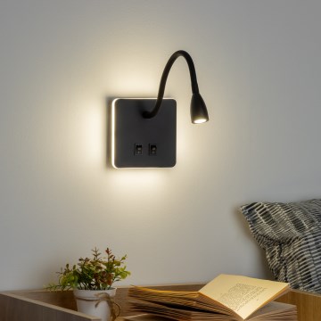 Brilagi - LED fleksibilna zidna lampa MAYA Double LED/4W/230V + LED/3W crna