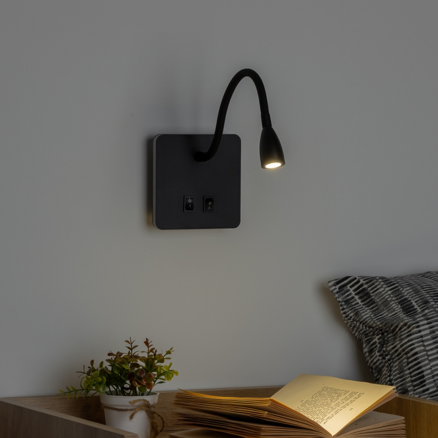 Brilagi - LED fleksibilna zidna lampa MAYA Double LED/4W/230V + LED/3W crna