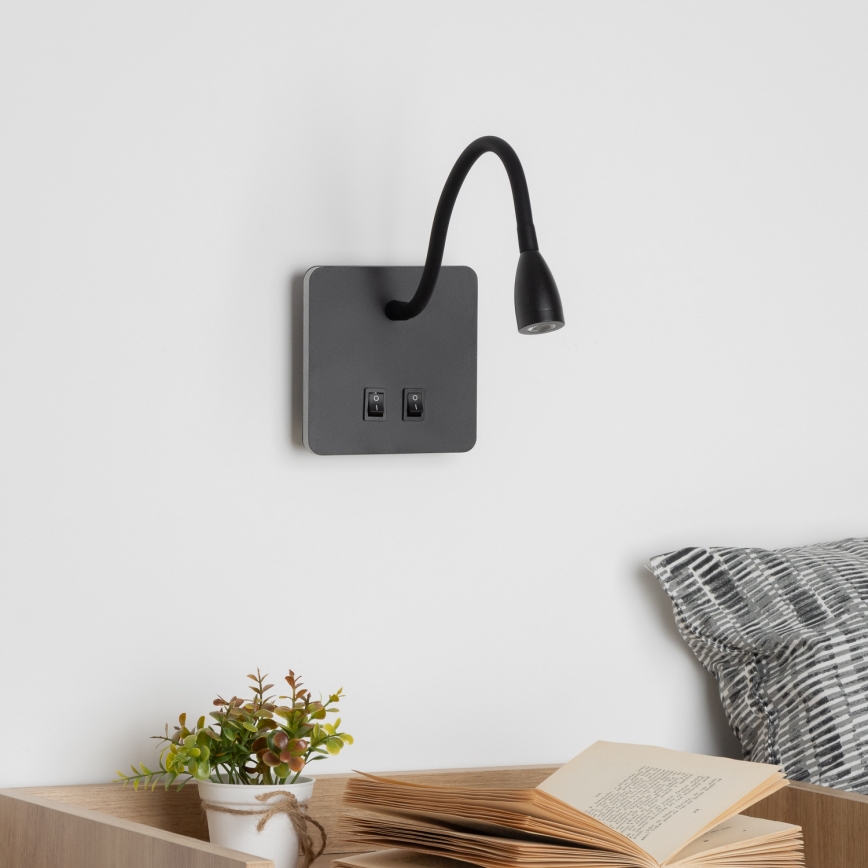 Brilagi - LED fleksibilna zidna lampa MAYA Double LED/4W/230V + LED/3W crna