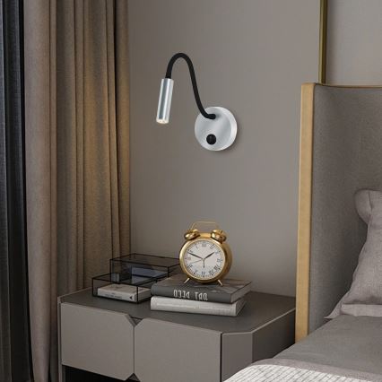 Brilagi - LED fleksibilna zidna lampa MAYA LED/3W/230V 4000K srebrna